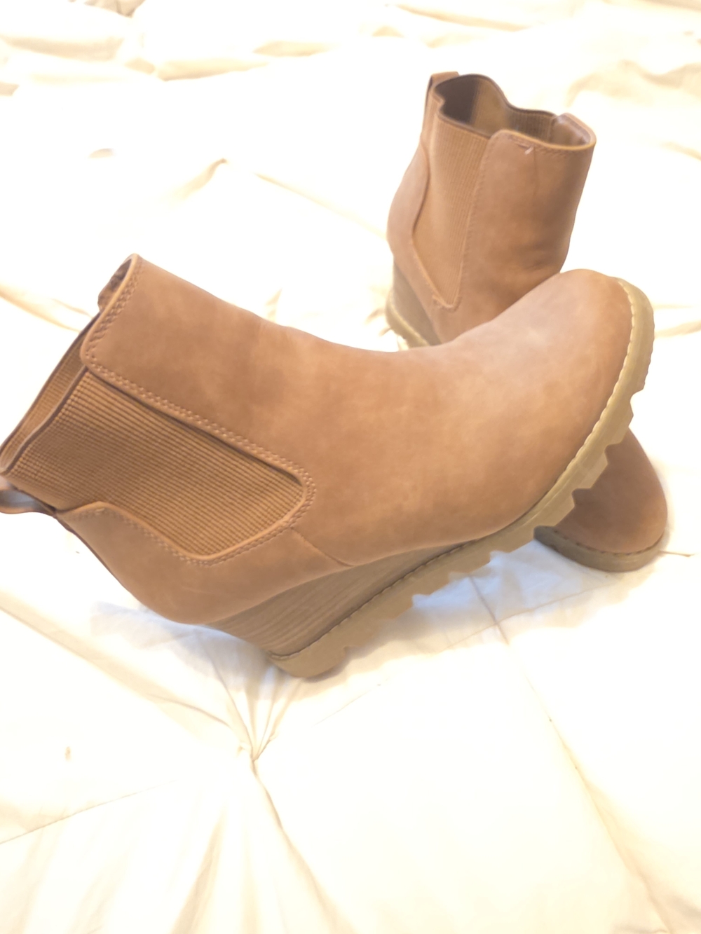 Universal Thread Tan Chelsea Wedge Booties
